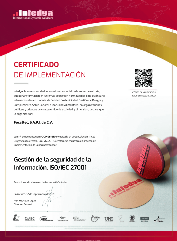 Certificación de seguridad ISO 27001